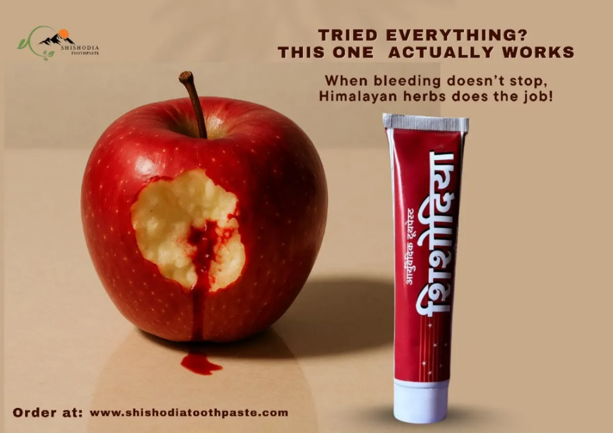 Shishodia Ayurvedic toothpaste promotional banner — order online